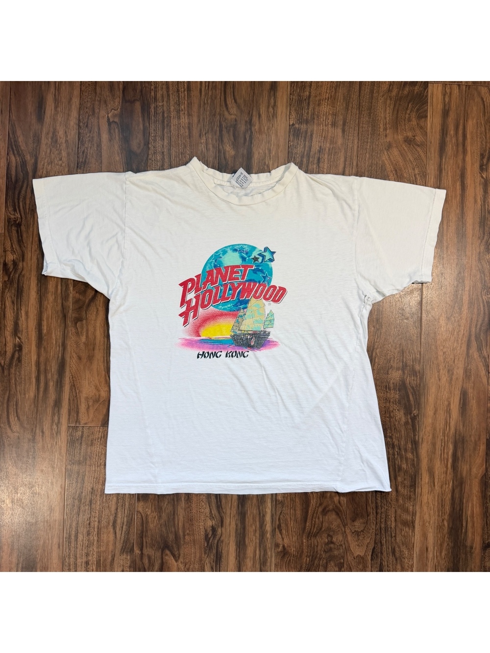 Vintage 90s Planet Hollywood Hong Kong T Shirt XL White